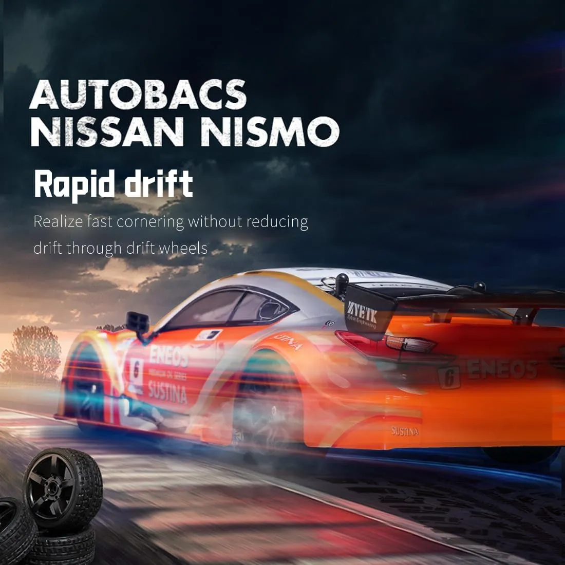 30KM/H High-Speed RC Sport Car, 1/16 Scale 2.4G RC Drift Car with LED Light, RC Racing Gift for Adults