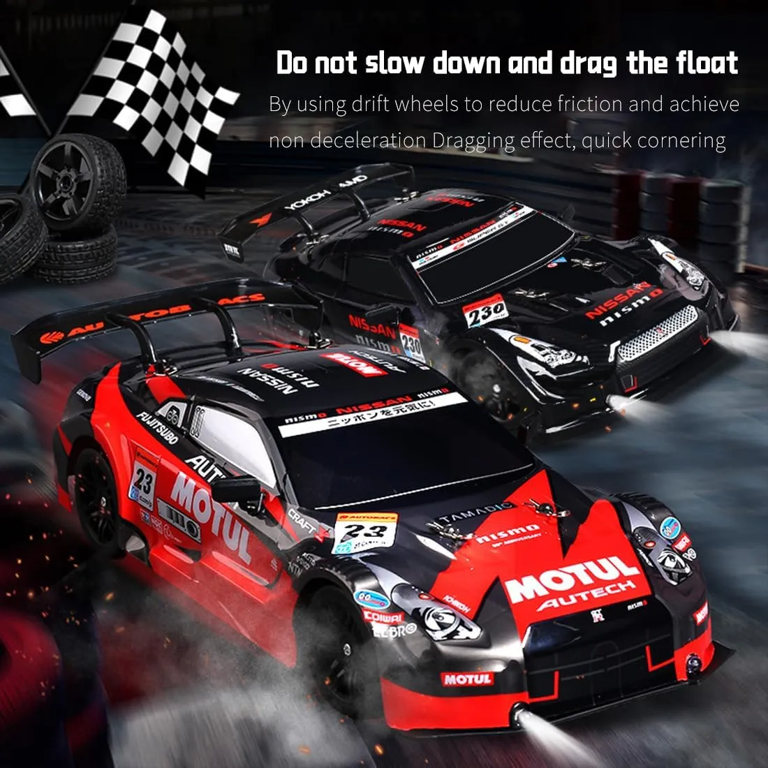 30KM/H High-Speed RC Sport Car, 1/16 Scale 2.4G RC Drift Car with LED Light, RC Racing Gift for Adults