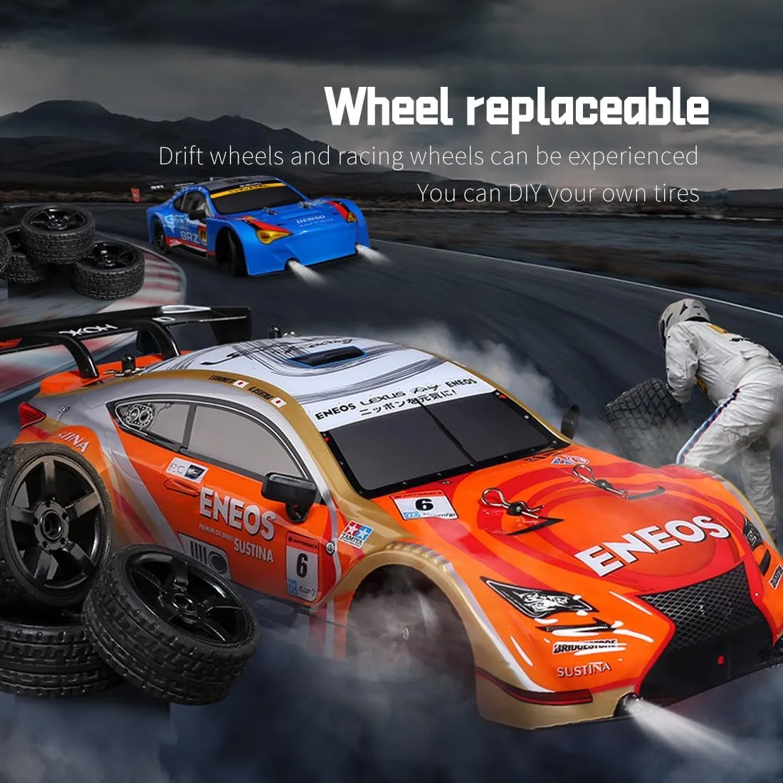 30KM/H High-Speed RC Sport Car, 1/16 Scale 2.4G RC Drift Car with LED Light, RC Racing Gift for Adults