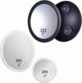 30X & 20X Magnifying Mirror Set for Makeup - Ultra Precise, Strong Suction, Stick On Bathroom and Hollywood Mirrors & 30X Magnifying Makeup Mirror - Ultra Portable Travel Cosmetic Mirror Bundle