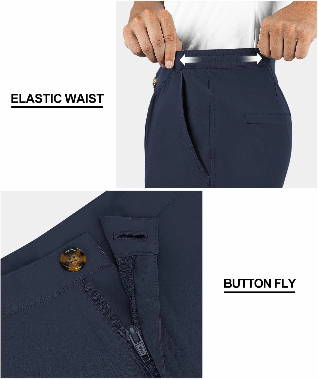 33,000ft Mens Golf Shorts 9 inch Inseam Quick Dry Elastic Waist Classic-Fit Drawstring Dress Shorts Hiking Fishing Business