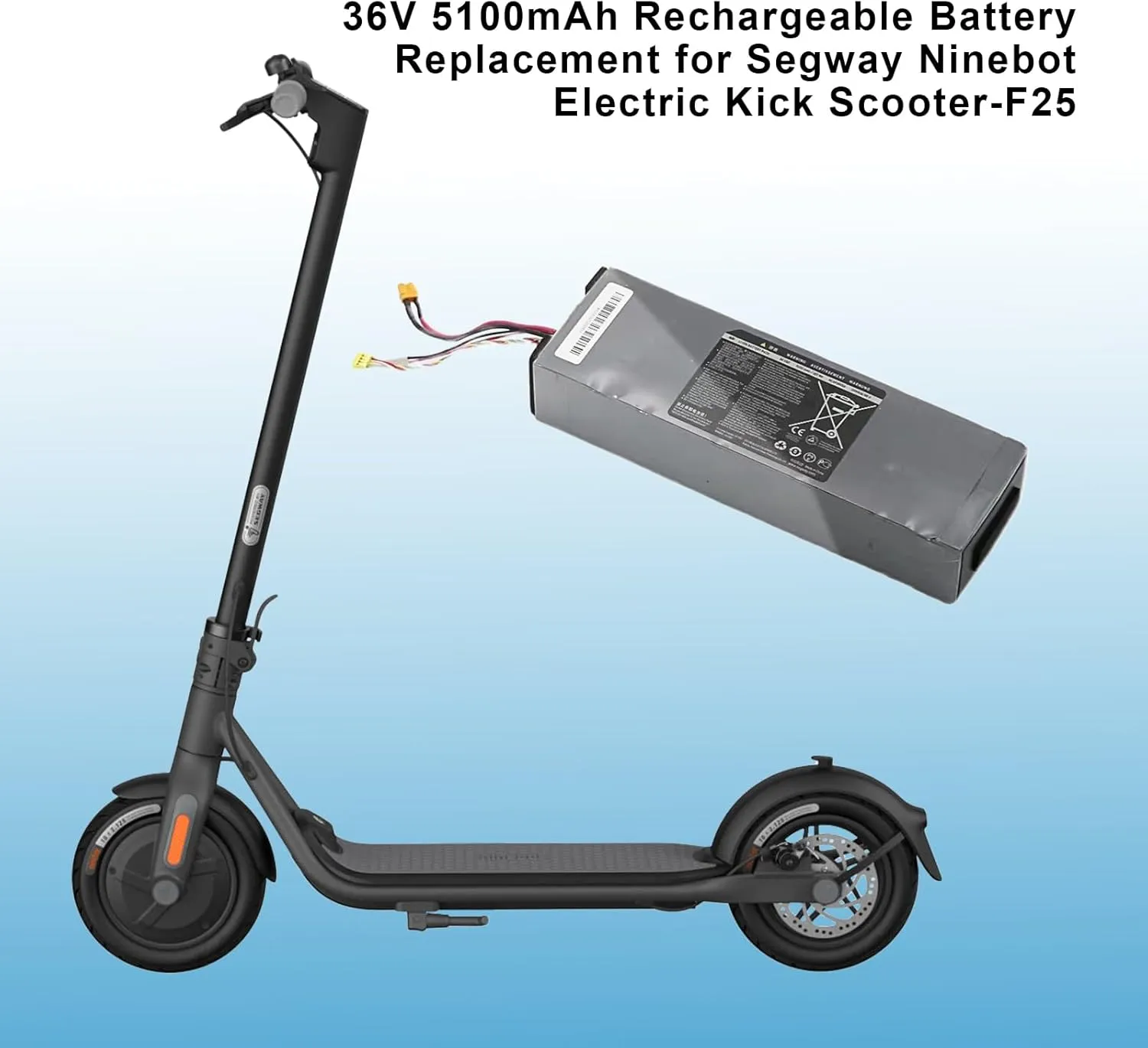 36V Rechargeable Battery Replacement Accessories for Segway Ninebot Electric Kick Scooter (F25-5100mAh)