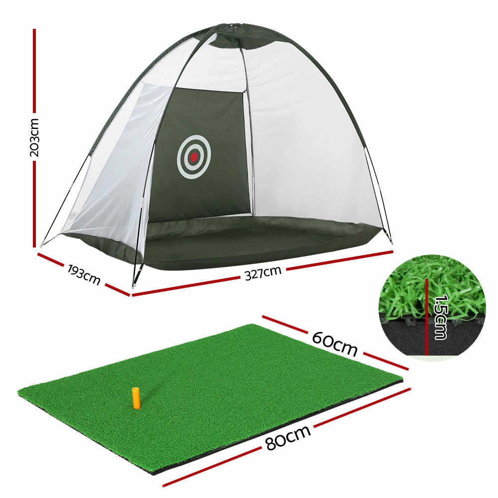 3M Golf Practice Net And Training Mat Set Driving Target Black