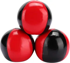 3PCS Red Black PU Leather High End Portable EPS Fine Colloidal Particle Juggling Ball Set for Professional Performance and Leisure Play