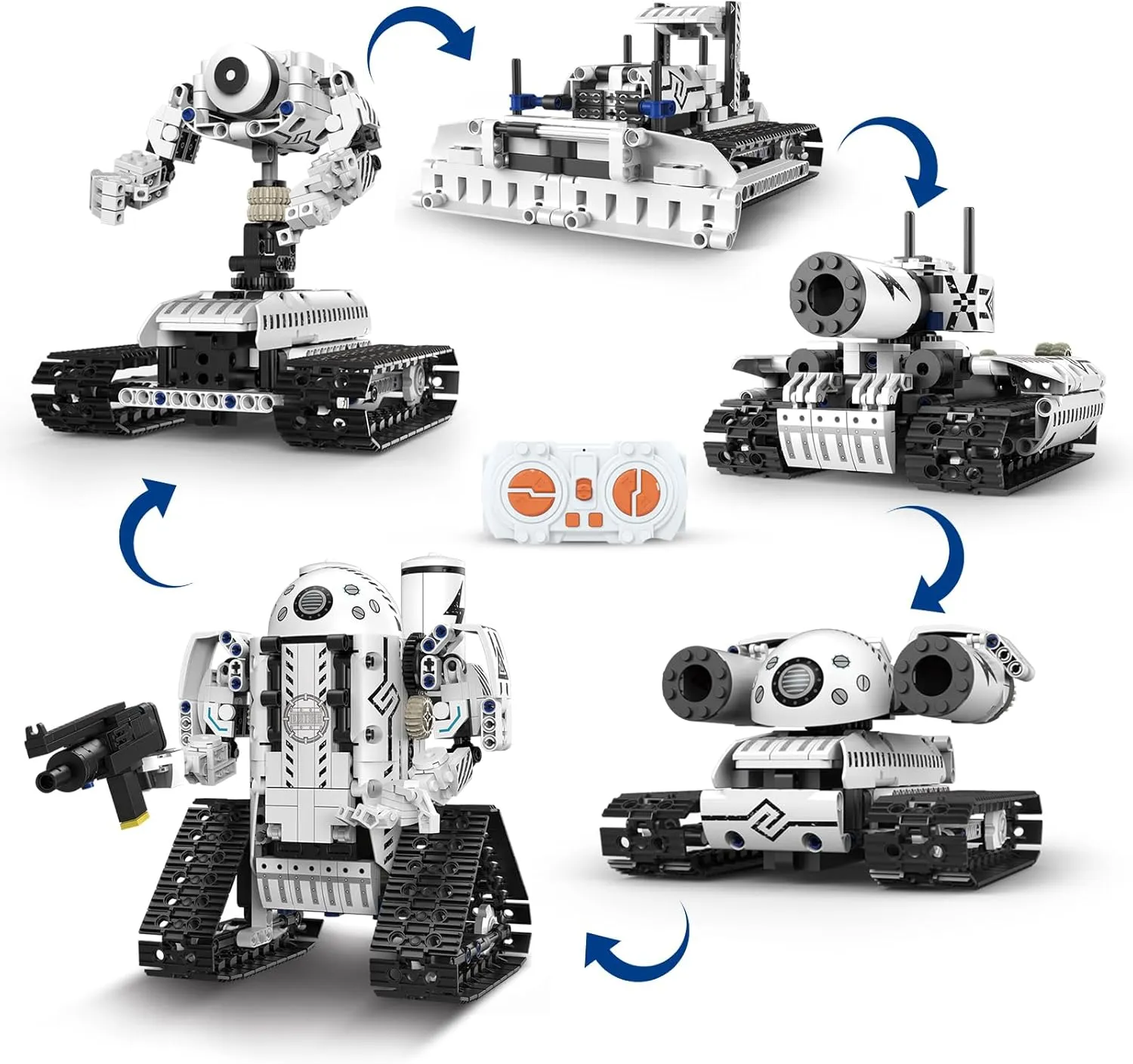 495  Robot Building Blocks Kit - 5 Forms Rechargeable Robot Building Brick Toys - Excellent STEM Gift Toy - Remote Control/Bluetooth App Control for Age 8-12