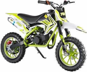 49cc Gas Power Dirt Bike, Mini Dirt Bike with Off Road Tires, Gas Powered Motorcross, Pocket Rocket Bike for Boys 8-12 Years Old, Birthday Gift for Boys Girls Green