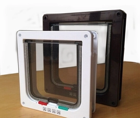 4 Ways Magnetic Lockable Cat Flap Door Samll Dog Gates Pet Supplies