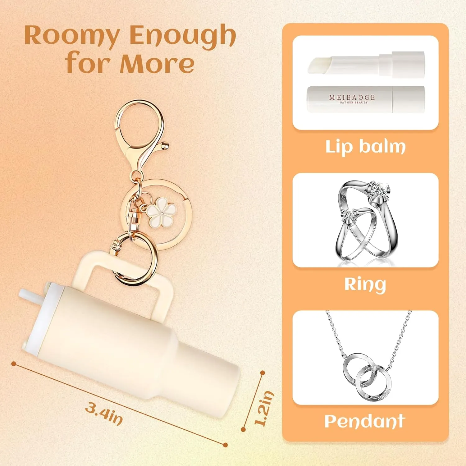 4pcs Mini Tumbler Keychain for Stanley Cup Chapstick Lip Balm Holder Key Chain Charms for Women Purse backpack