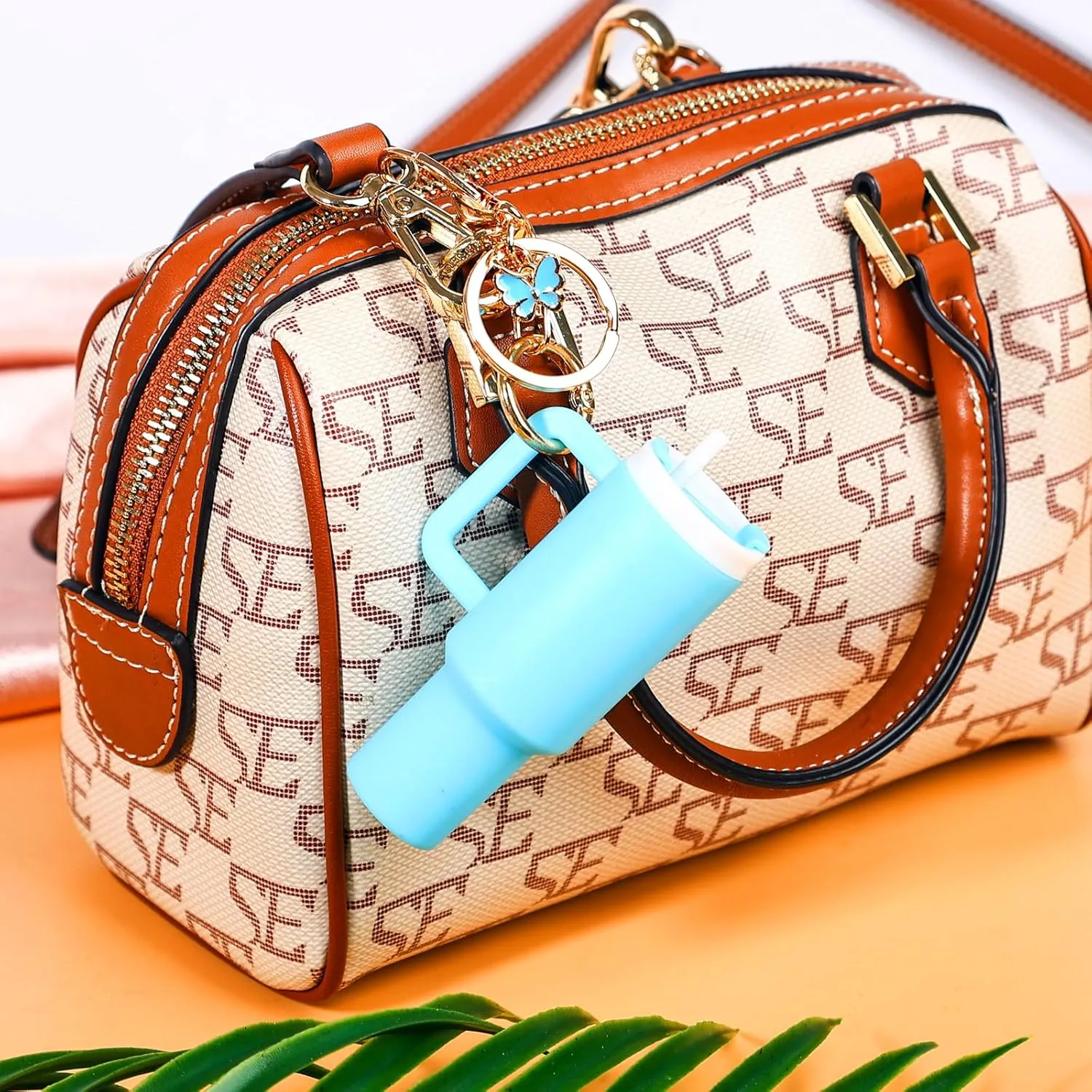 4pcs Mini Tumbler Keychain for Stanley Cup Chapstick Lip Balm Holder Key Chain Charms for Women Purse backpack