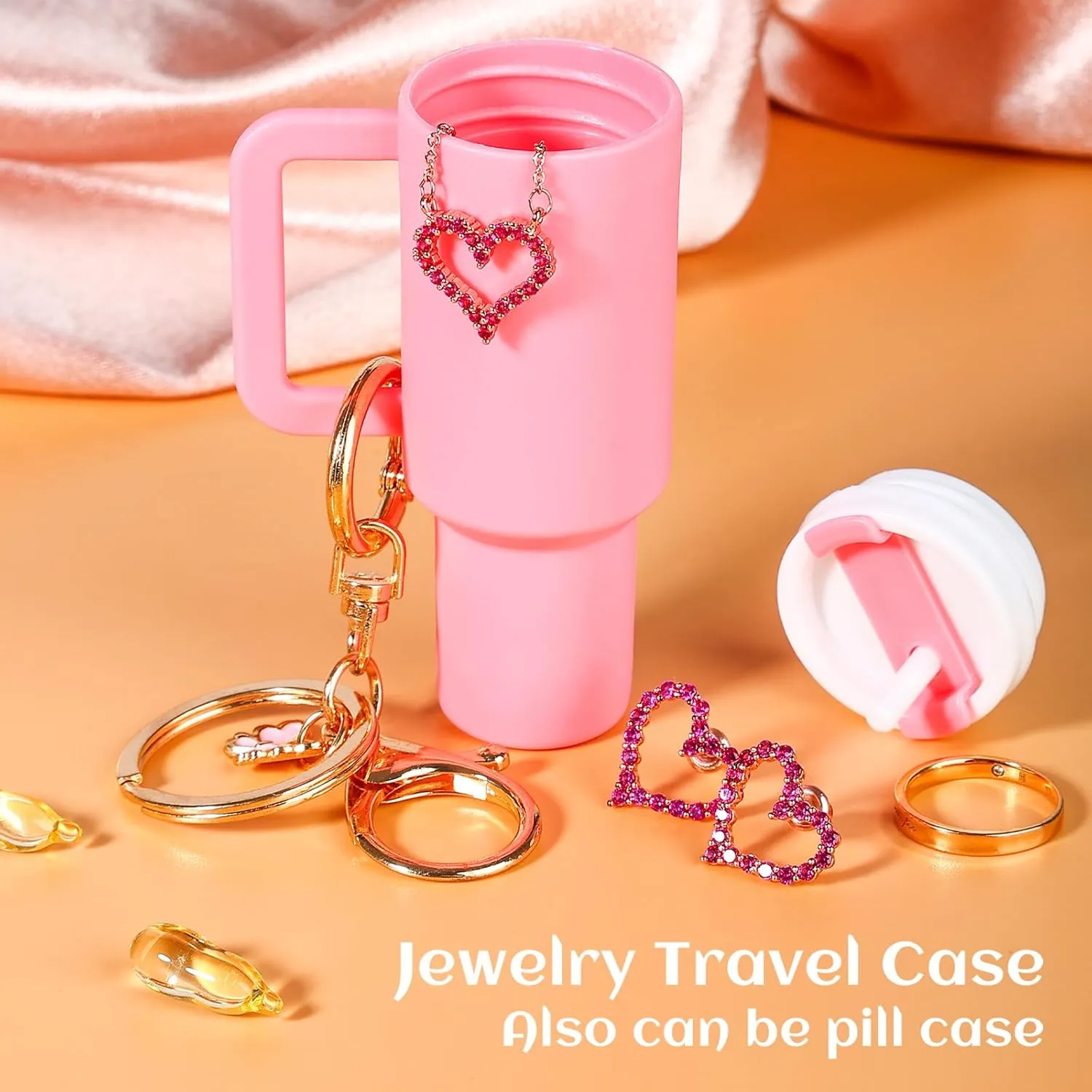 4pcs Mini Tumbler Keychain for Stanley Cup Chapstick Lip Balm Holder Key Chain Charms for Women Purse backpack
