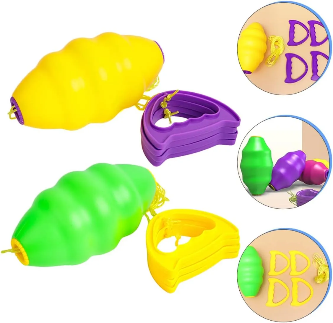 4pcs Zoom Hand Exercising for Interactive Portable Rallying Puller Yellow, Outdoor Game Collaboration Ball: Cooperative Fitness Draw Double Pull