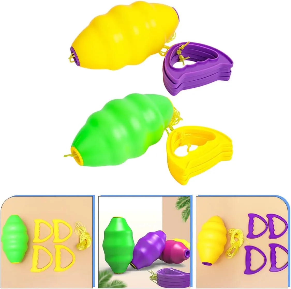 4pcs Zoom Hand Exercising for Interactive Portable Rallying Puller Yellow, Outdoor Game Collaboration Ball: Cooperative Fitness Draw Double Pull