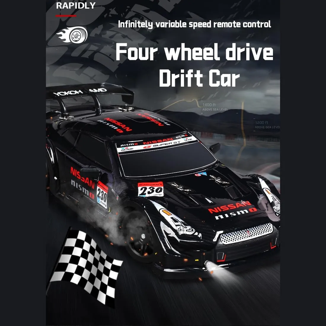 4WD Mini RC Drift Car for Adult, 1: 16 Scale High Speed with Top Speed 30KM/H 2.4G Full Proportional Control Electric RC Racing Sport Car Model for Hobbyists