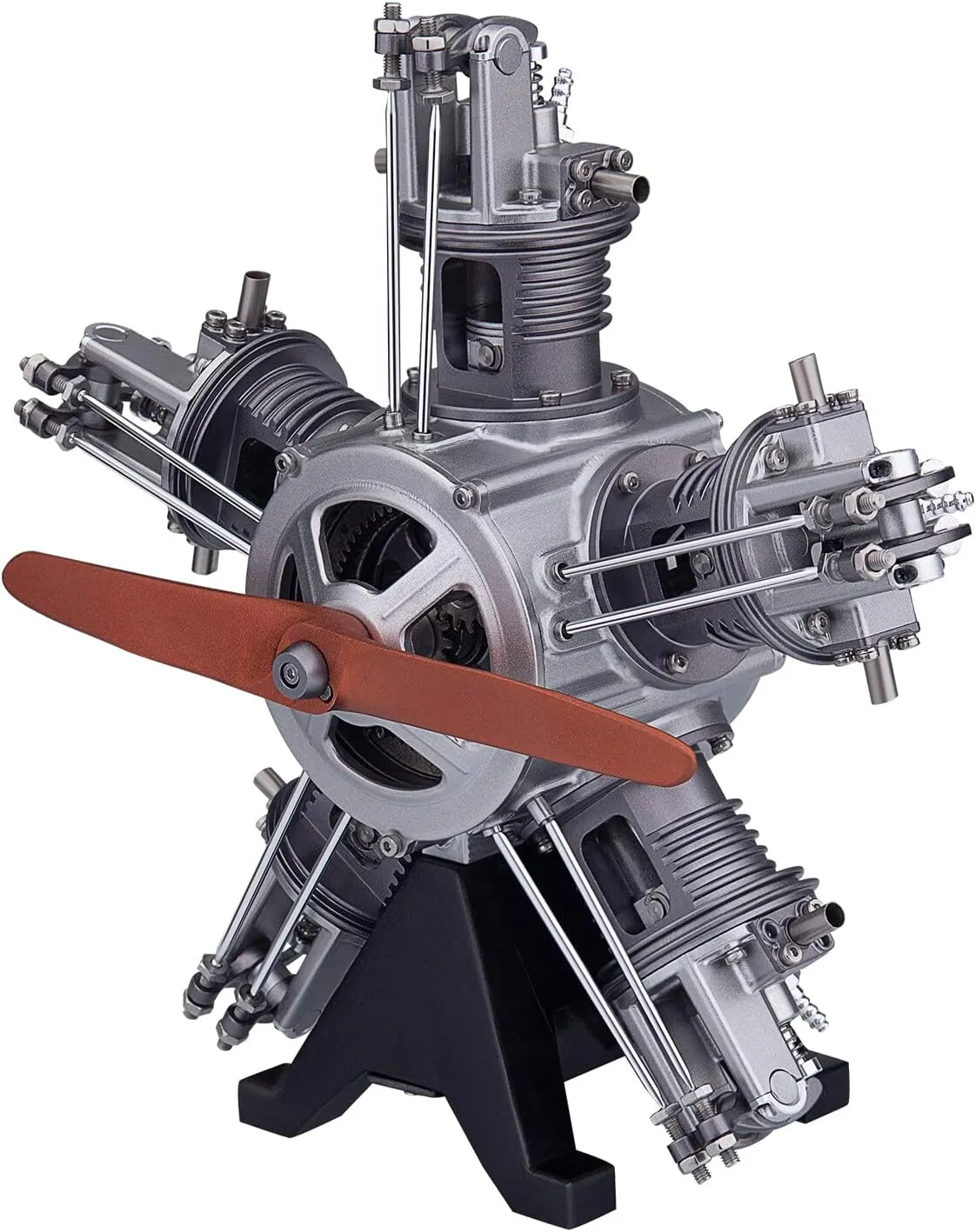 5-Cylinder Radial Engine Model, 1/6 Scale 250  PCS DIY Assembly Metal Aircraft Engine with Electric Motor for Physical Science Experiment Display