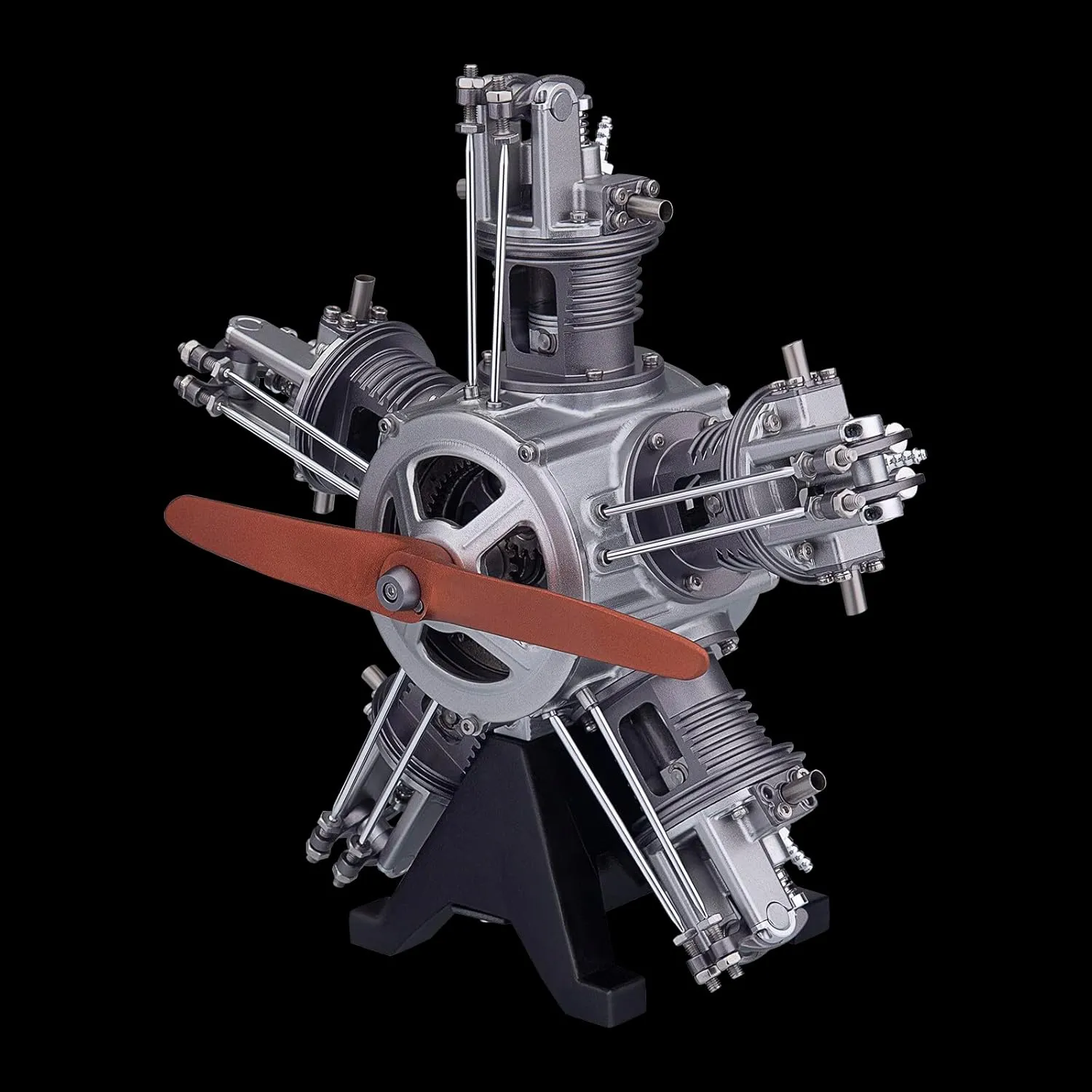 5-Cylinder Radial Engine Model, 1/6 Scale 250  PCS DIY Assembly Metal Aircraft Engine with Electric Motor for Physical Science Experiment Display