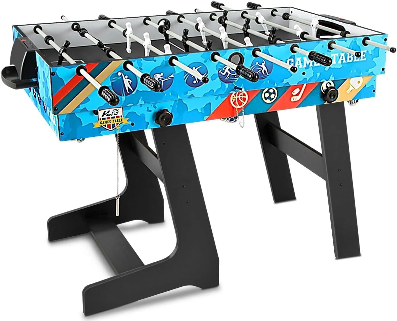 5-in-1 Multi Game Table HLC Portable Multi Game Combination Table Set Folding Game Table with Accessories Foosball Soccer,Ping Pong,Pool Billiards,Air Hockey,Basketball