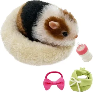 5 Inches Silicone Hamster, Realistic Toy Hamster as Silicone Piglet Companion with Sleeping Pad Accessories for Kids Boy Girl Birthday Handmade Gift (Black Hamster)
