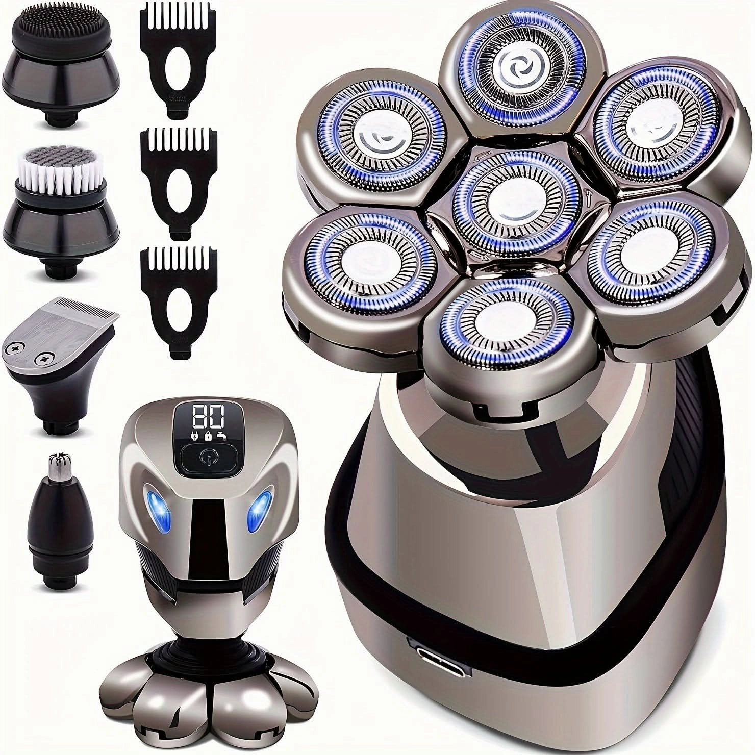 5-in-1 Rechargeable Electric Head Shaver for Men – Wet/Dry Bald Head Grooming Kit