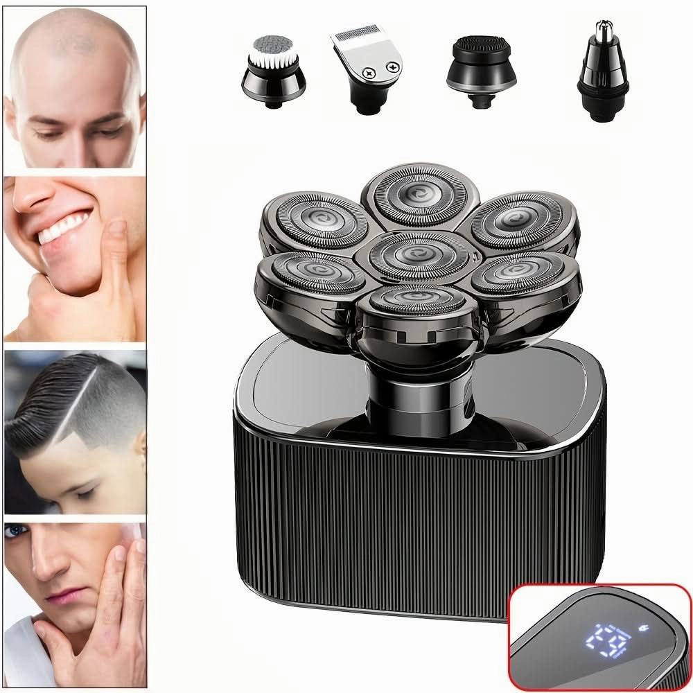 5-in-1 Rechargeable Electric Head Shaver for Men – Wet/Dry Bald Head Grooming Kit