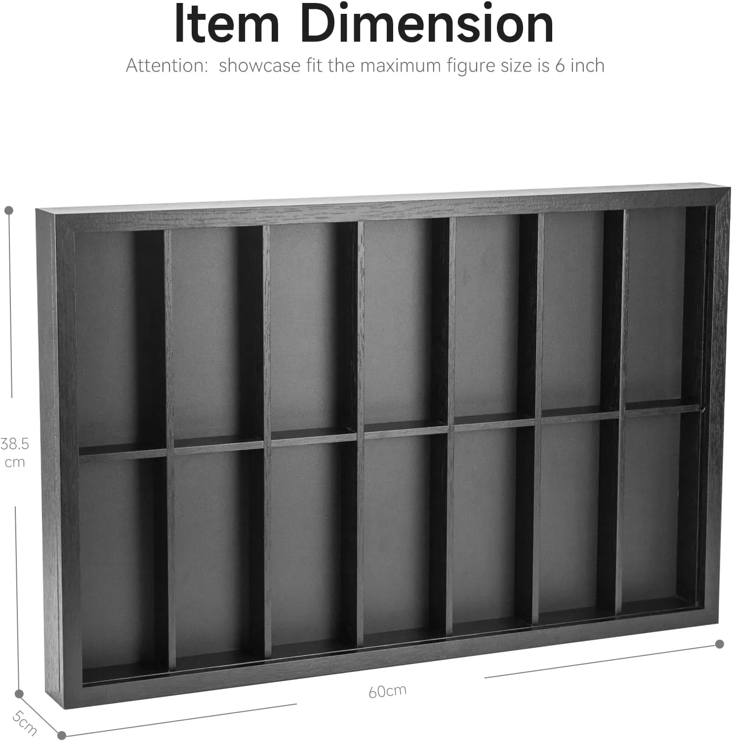 6 inch Action Figure Wooden Display Case , Wall Mounted Collectors Showcase,Fit for 1/12 Sacle Star Wars / GI Joe / Marvel Action Figure Toy (Fit For 6 inch Action Figure(14 Compartments))