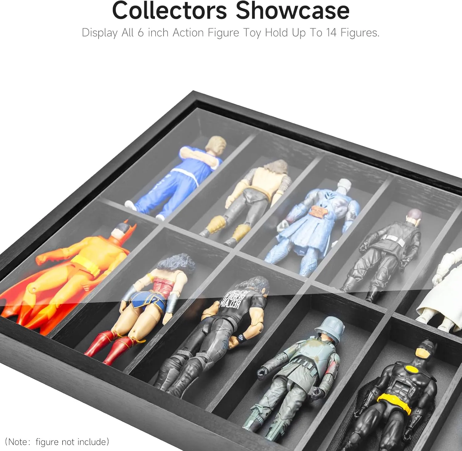 6 inch Action Figure Wooden Display Case , Wall Mounted Collectors Showcase,Fit for 1/12 Sacle Star Wars / GI Joe / Marvel Action Figure Toy (Fit For 6 inch Action Figure(14 Compartments))