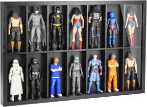 6 inch Action Figure Wooden Display Case , Wall Mounted Collectors Showcase,Fit for 1/12 Sacle Star Wars / GI Joe / Marvel Action Figure Toy (Fit For 6 inch Action Figure(14 Compartments))