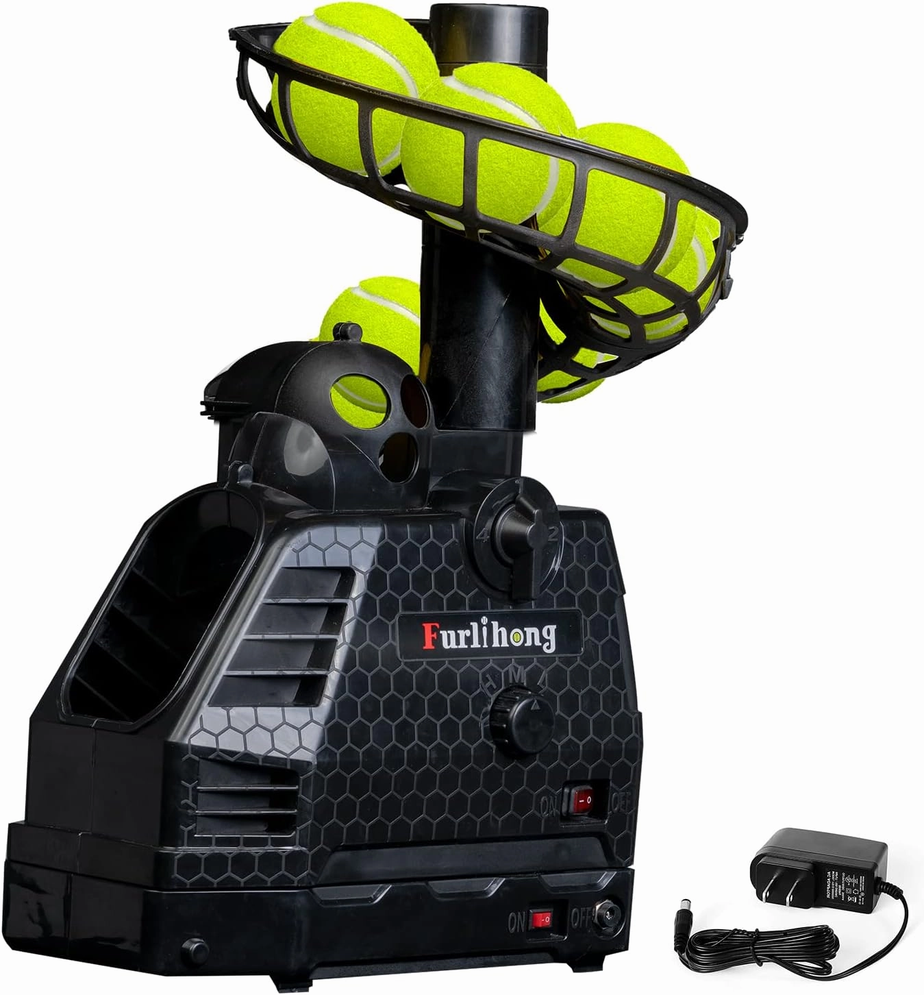 680BH 2 in 1 Baseball & Tennis Ball Launcher Machine, Adjustable Launching Angle, Speed and Interval, Auto Swing Function, Powered by Battery or AC Adapter, Ball Holder Extendable, for Kids