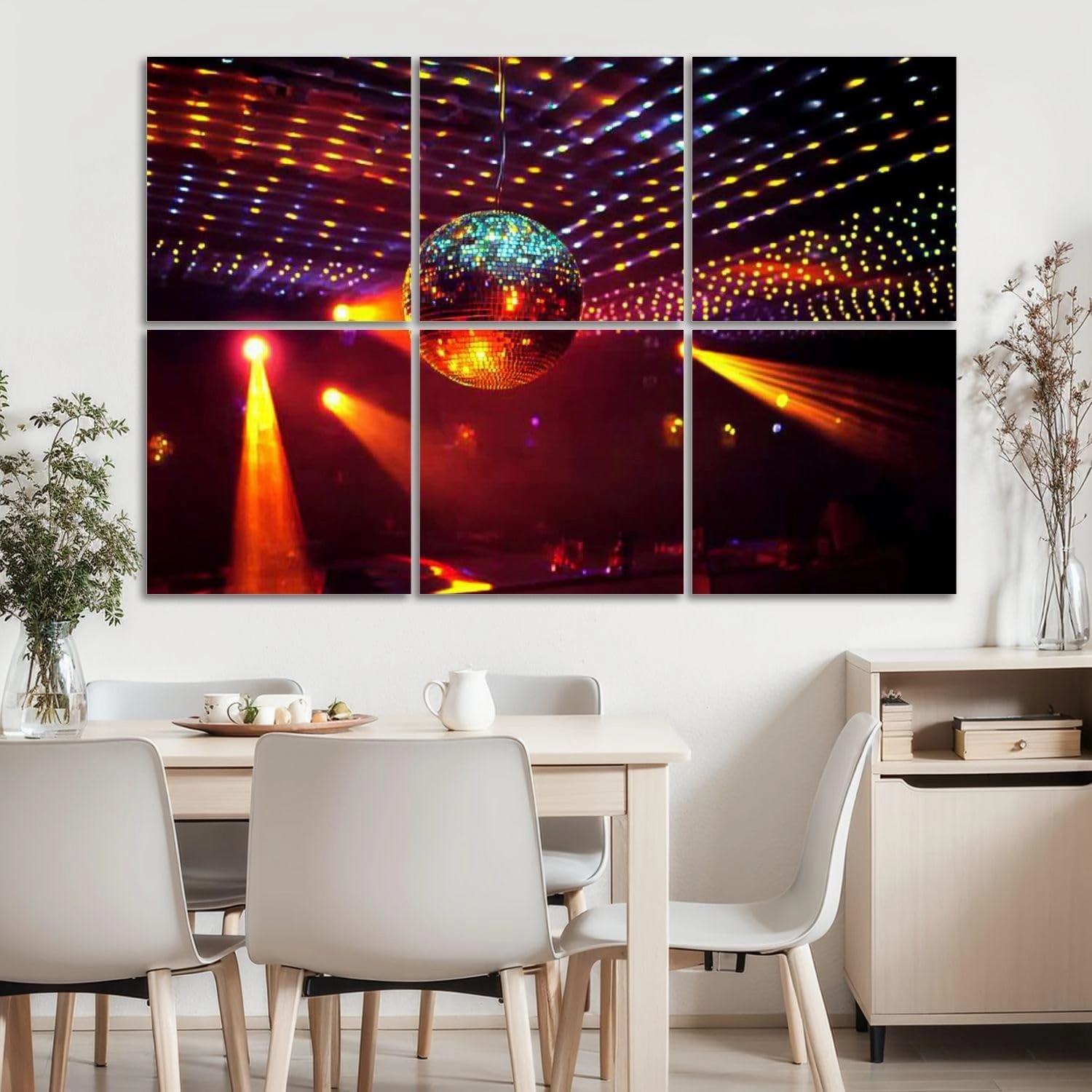 6 Pack Art Acoustic Panels Mirror disco ball light reflection ceiling Self-Adhesive Acoustic Wall Panels Sound Absorbing Panel Wall Decore for Recording Studio, Office, Moms