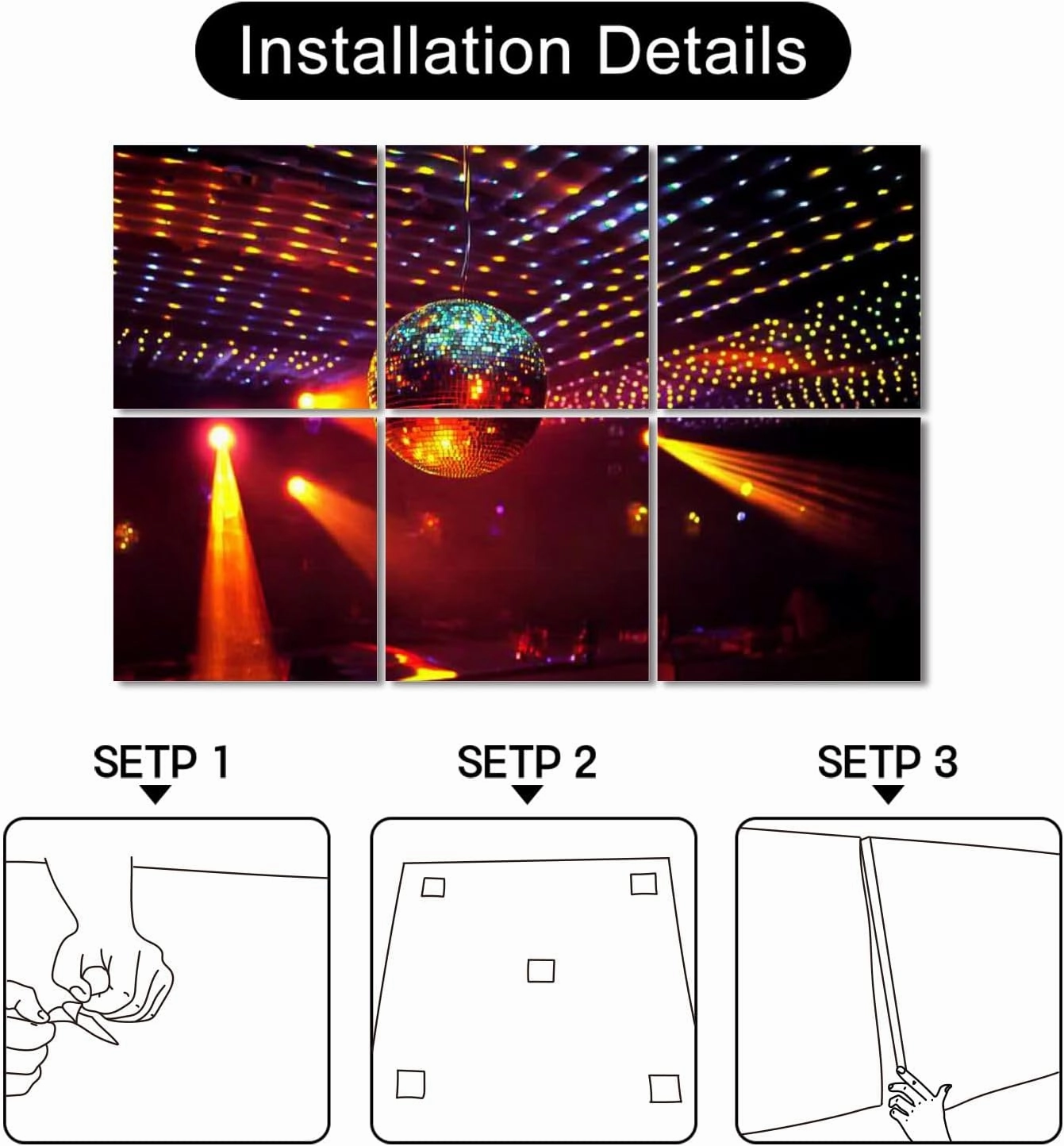 6 Pack Art Acoustic Panels Mirror disco ball light reflection ceiling Self-Adhesive Acoustic Wall Panels Sound Absorbing Panel Wall Decore for Recording Studio, Office, Moms