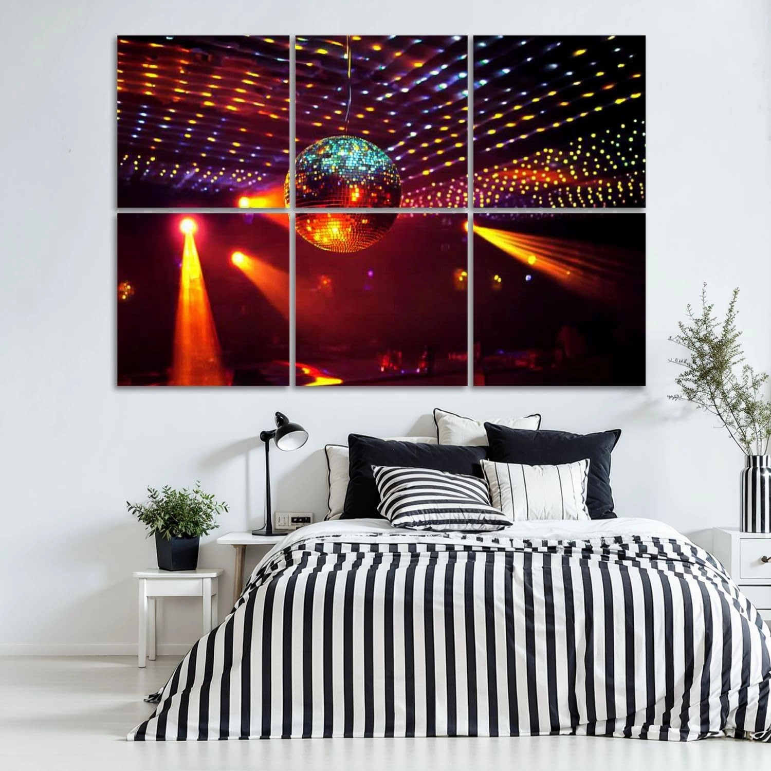 6 Pack Art Acoustic Panels Mirror disco ball light reflection ceiling Self-Adhesive Acoustic Wall Panels Sound Absorbing Panel Wall Decore for Recording Studio, Office, Moms