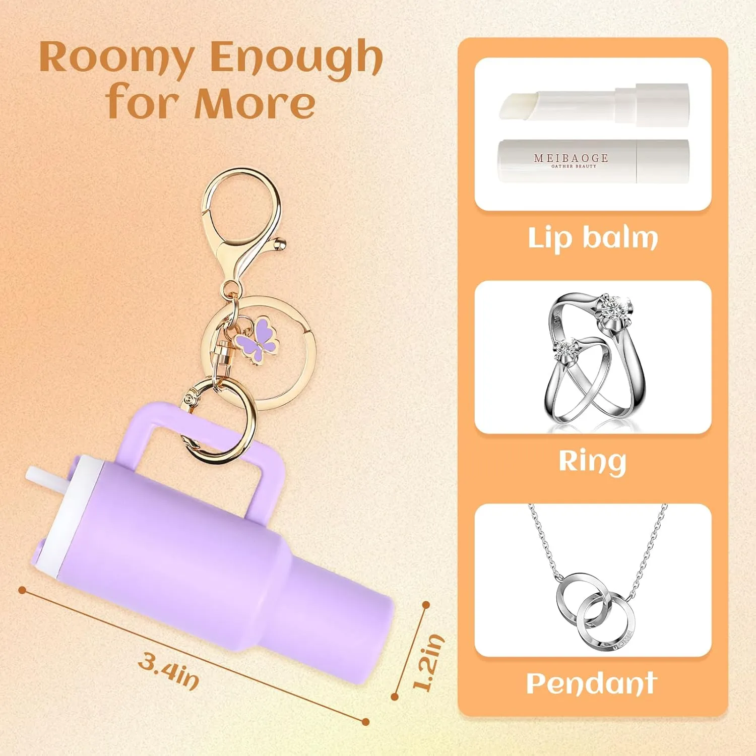6Pack Mini Tumbler Keychain for Stanley Cup Cute Key Chain Chapstick Holder Charms for Women Backpack Bag