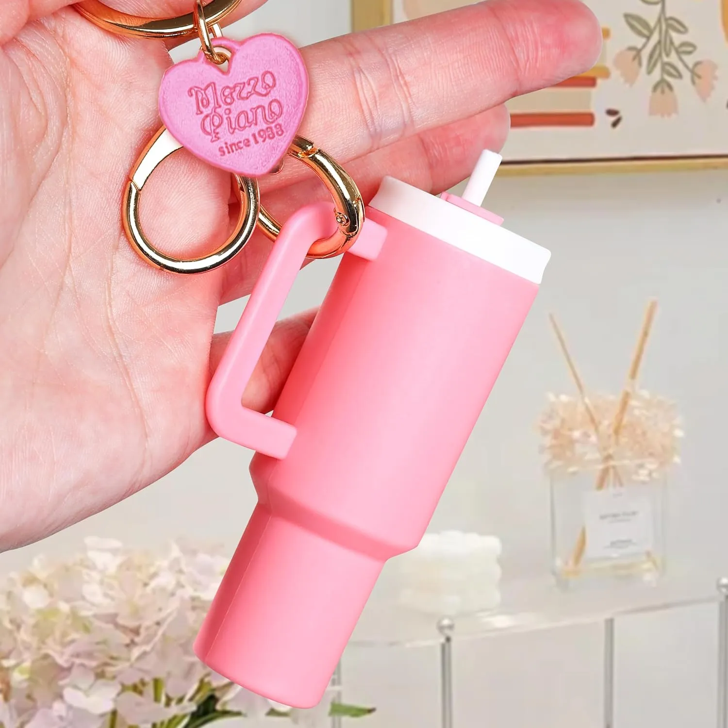 6pcs Mini Tumbler Keychain for Stanley Cup Cute Key Chain Charms Chapstick Holder for Women Purse Handbag Backpack