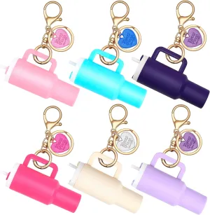 6pcs Mini Tumbler Keychain for Stanley Cup Cute Key Chain Charms Chapstick Holder for Women Purse Handbag Backpack