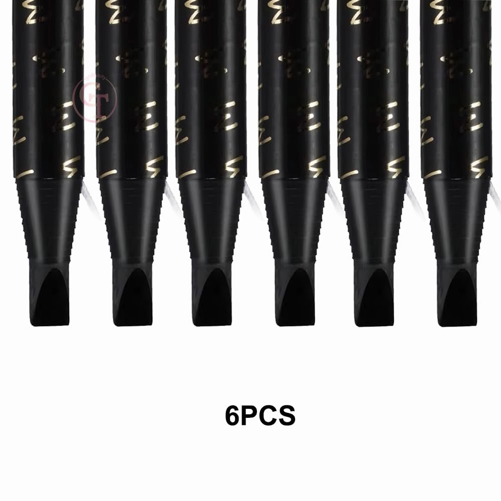6pcs Peel-Off Eyebrow Pencil Microblading Eyebrow Pencil Tattoo Eyebrow Makeup Natural Long Lasting Eye Brow Permanent Makeup (Black)