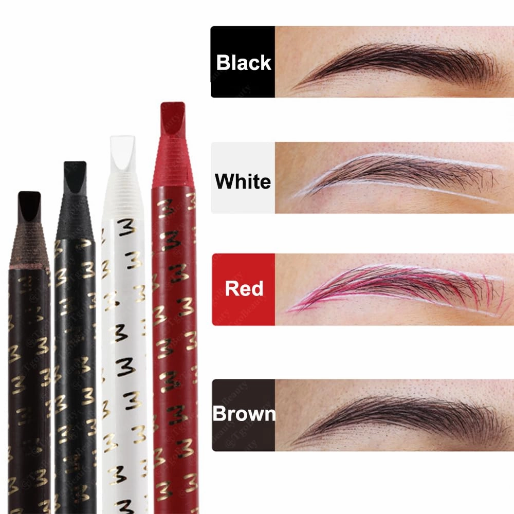 6pcs Peel-Off Eyebrow Pencil Microblading Eyebrow Pencil Tattoo Eyebrow Makeup Natural Long Lasting Eye Brow Permanent Makeup (Black)