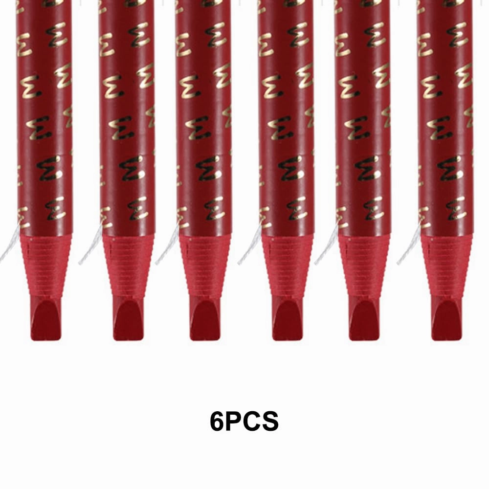 6pcs Peel-Off Eyebrow Pencil Microblading Eyebrow Pencil Tattoo Eyebrow Makeup Natural Long Lasting Eye Brow Permanent Makeup (Red)