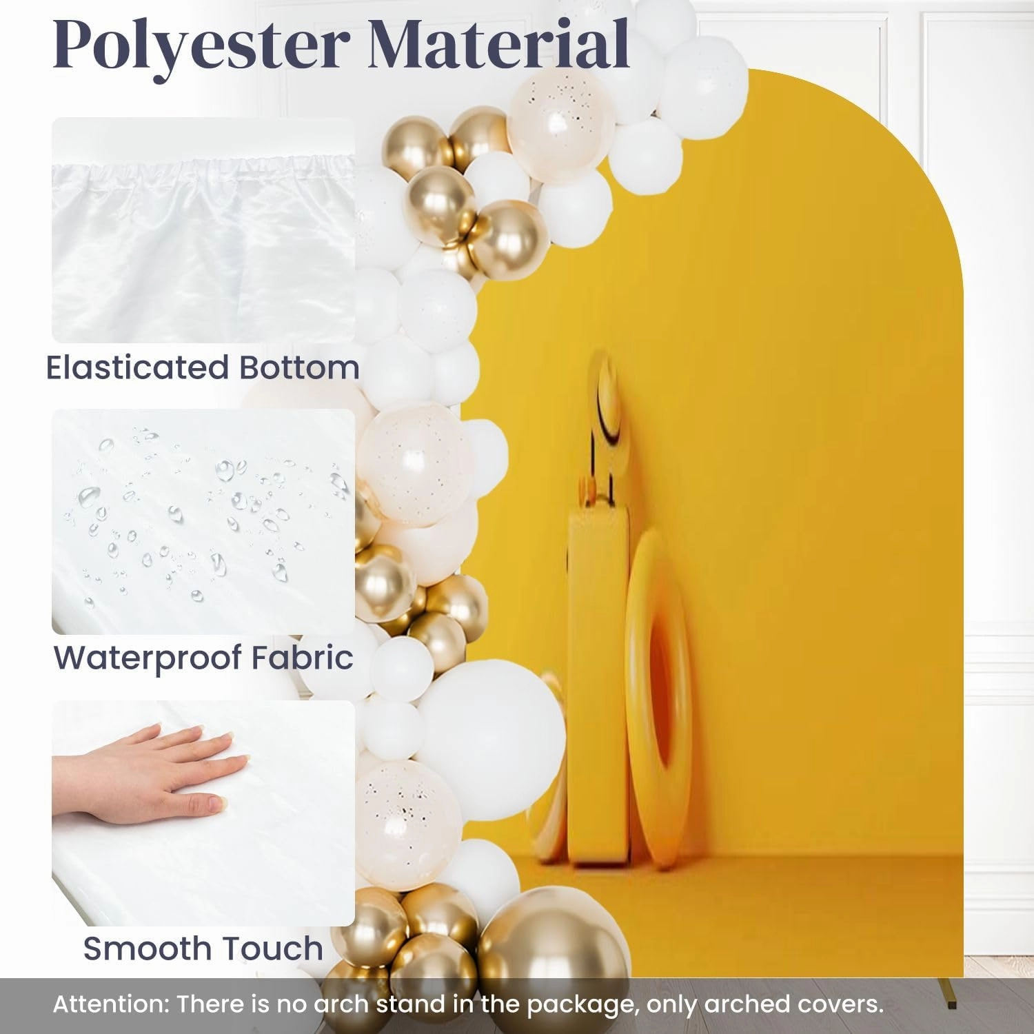 7.2FT Wedding Arch Backdrop Cover Yellow Luggage Suitcase Travel Bag hat Sunglasses Beach Ball Swimming Spandex Fitted Round Top Backdrop Stand Cover for Birthday Party Ceremony Banquet Decoration