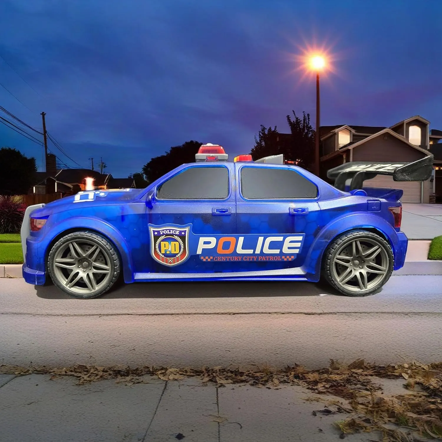 9 Inch Friction Power Police Car for Kids, Push and Go Pull Back Race Cars with Lights and Sounds Toy Car for Boys Girls Age 3  Year Old