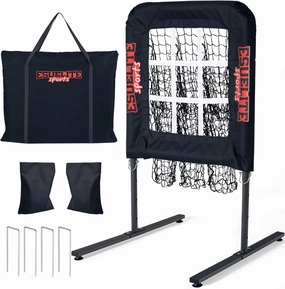 9 Hole Pitching Net with Strike Zone, Baseball Pitching Target, Softball Pitching Net, Portable Pitcher Training Equipment Height Adjustable