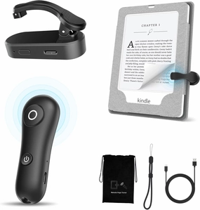 [#1 Fit for Thick Case] Remote Control Page Turner for Kindle Paperwhite Oasis Kobo, Kindle Accessories Clicker with Case-Fit Clip, Reading Novels/Comics for iPhone iPad Android Tablet Samsung -Black