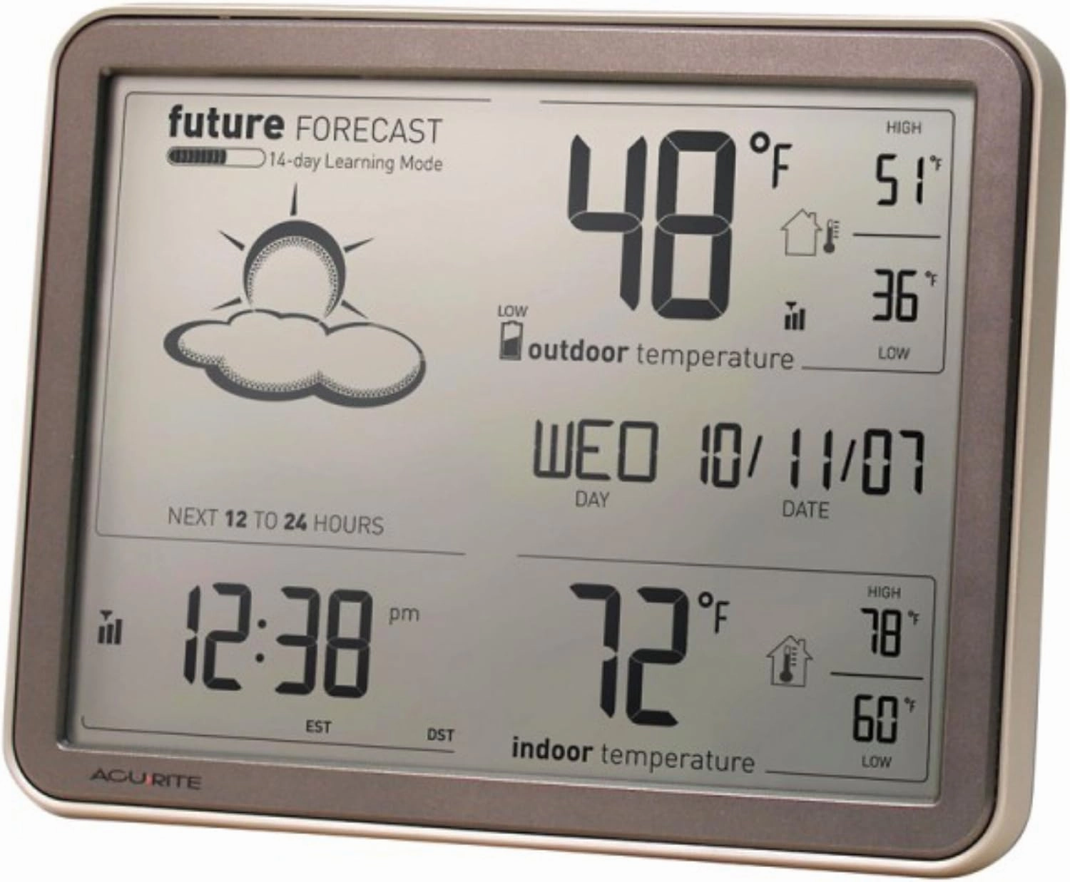 AcuRite 75077A3M Self-Learning Forecast Wireless Weather Station with Large Display and Atomic Clock, Black