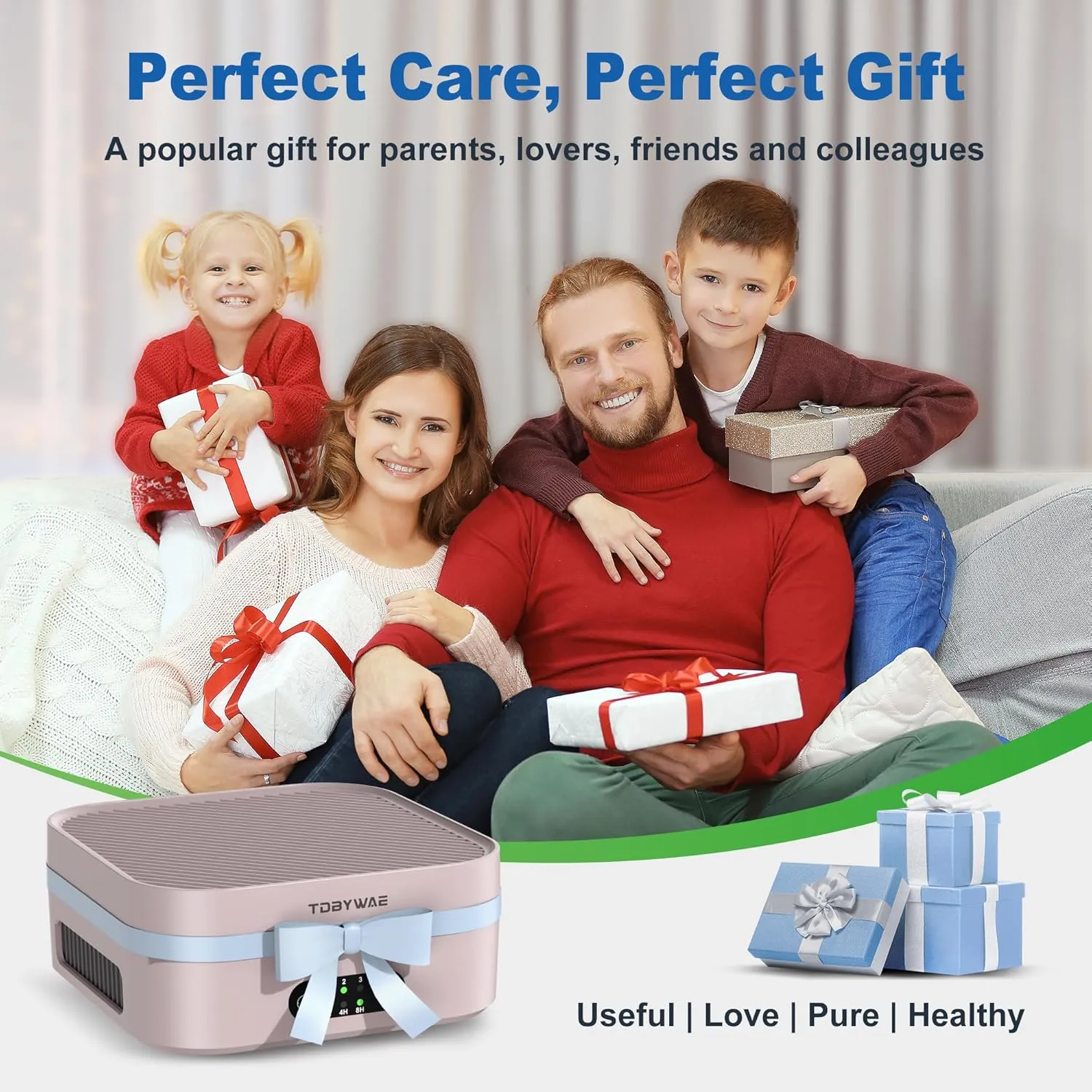 Air Purifiers for Home, TDBYWAE Air Purifier for Bedroom Up to 600 ft², H13 True HEPA Air Purifier for Pets Dust Dander Pollen Odor Smoke, with New Quiet Wind Wheel System, for Desk/Car/Travel（Pink）