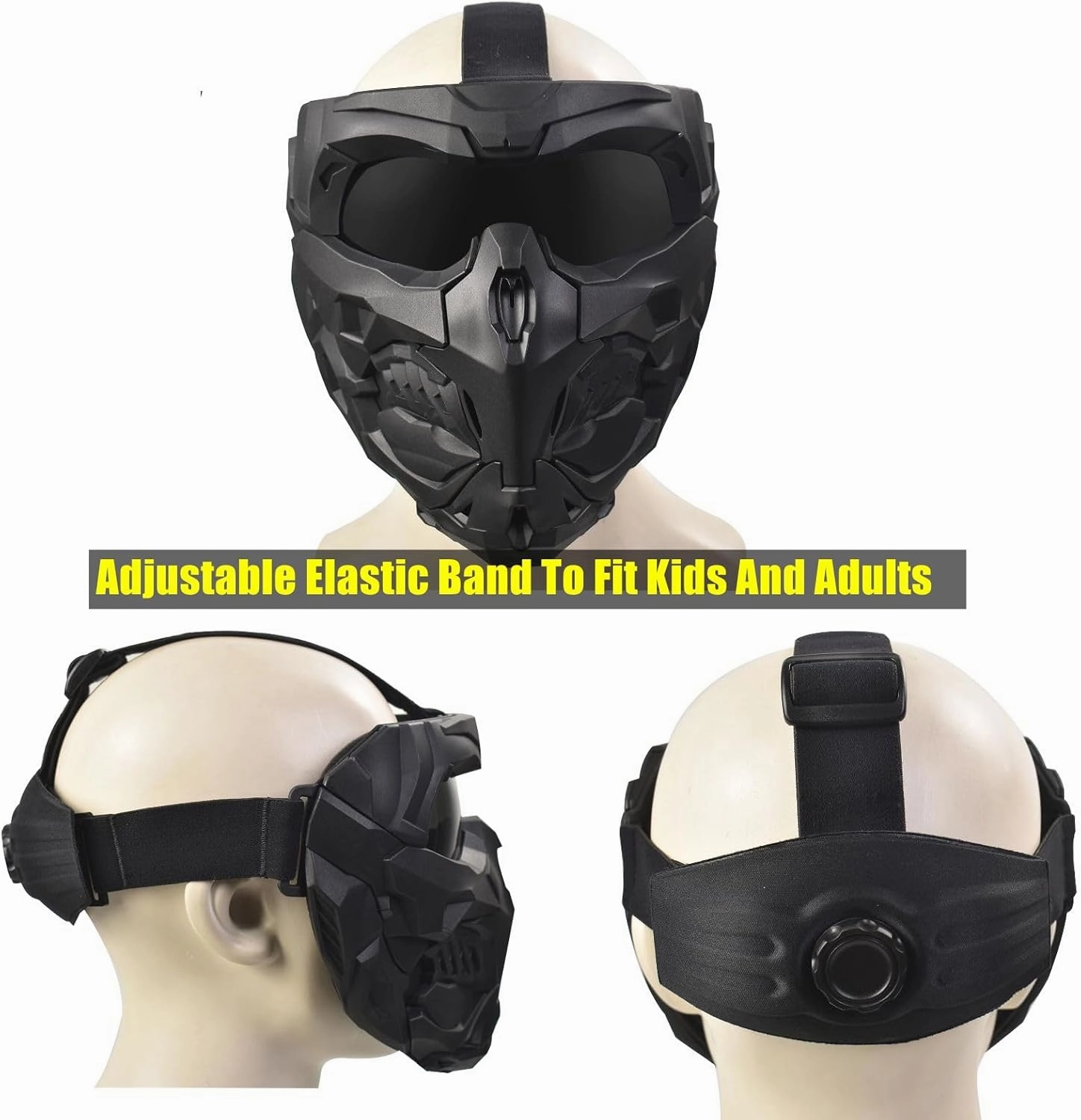 Airsoft Mask Full Face Tactical Safety Protective Mask Anti-Fog Goggles 2 Sets of Magnetic Adsorption Modules Adjustable Elastic Head Strap Fit for Most Man & Women