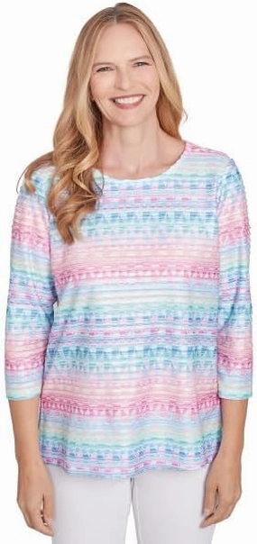 Alfred Dunner Classic Geo Biadre Polyester Top (US, Alpha, X-Large, Regular, Regular, Standard, Multi)