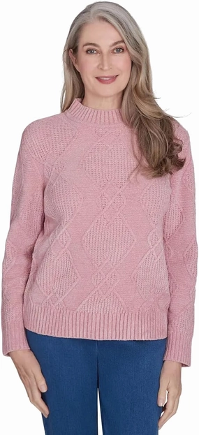 Alfred Dunner Classic Pattern Soft Turtleneck Sweater