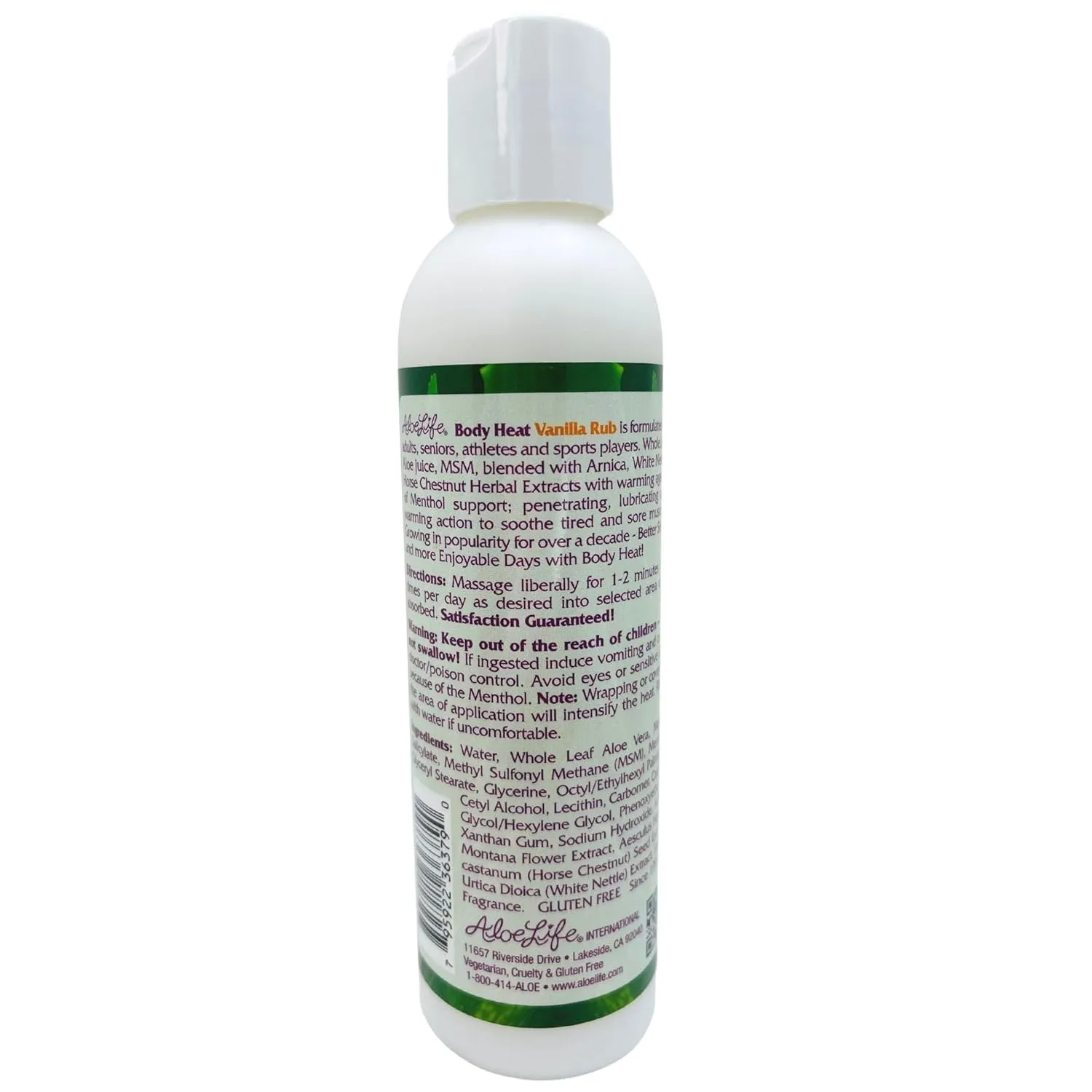 Aloe Life - Body Heat Vanilla Rub, Lubricating, Warming Action, Soothes & Relieves Sore Muscles, Safe For Seniors & Athletes, Helps Reduce Tension & Stress, Gluten-Free (7 oz)