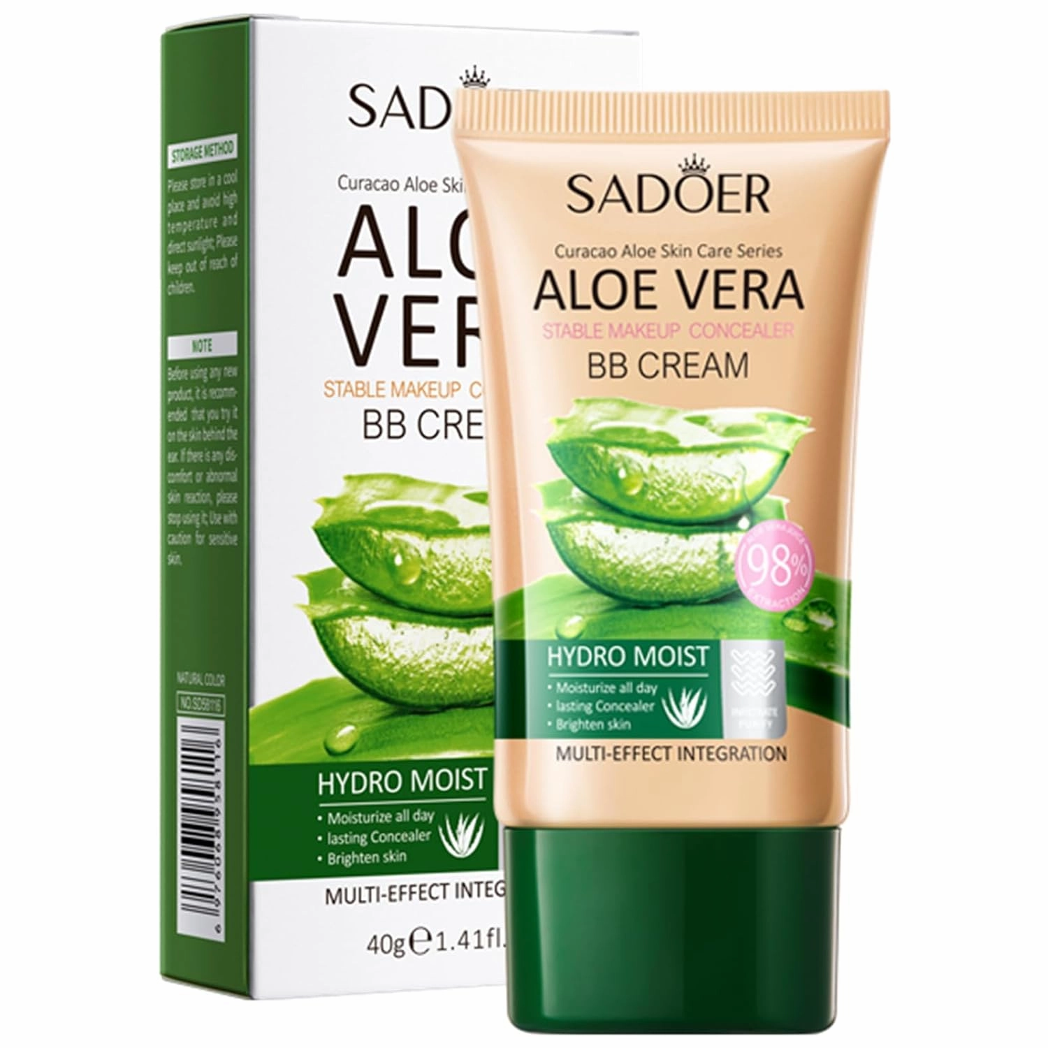 Aloe Long-Lasting Concealing - BB Cream - Brightening Hydrating Waterproof - Natural - 40g