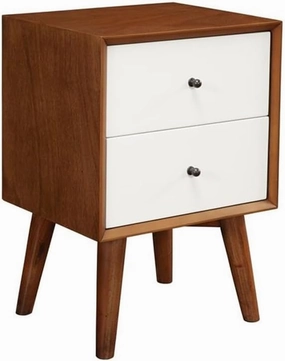 Alpine Furniture Flynn Nightstand, 18 in x 15 in x 26 in, Chestnut and White