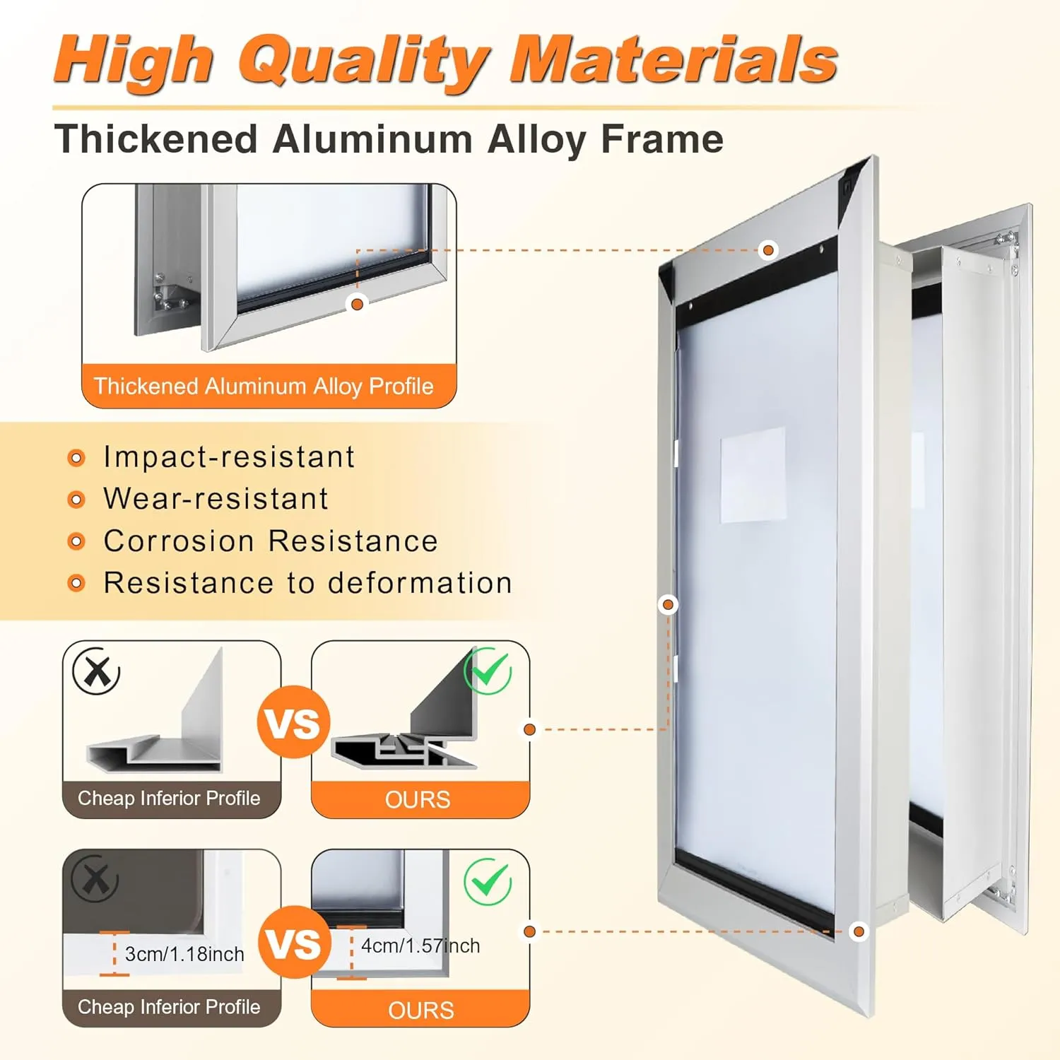 Aluminum Extra Large Dog Door for Wall, Extreme Weather Doggy Door with Enclosed Magnetic Double Flaps, Heavy Duty Doggie Doors with Telescoping Tunnel for Large and Extra Large Dogs Up to 220Lbs