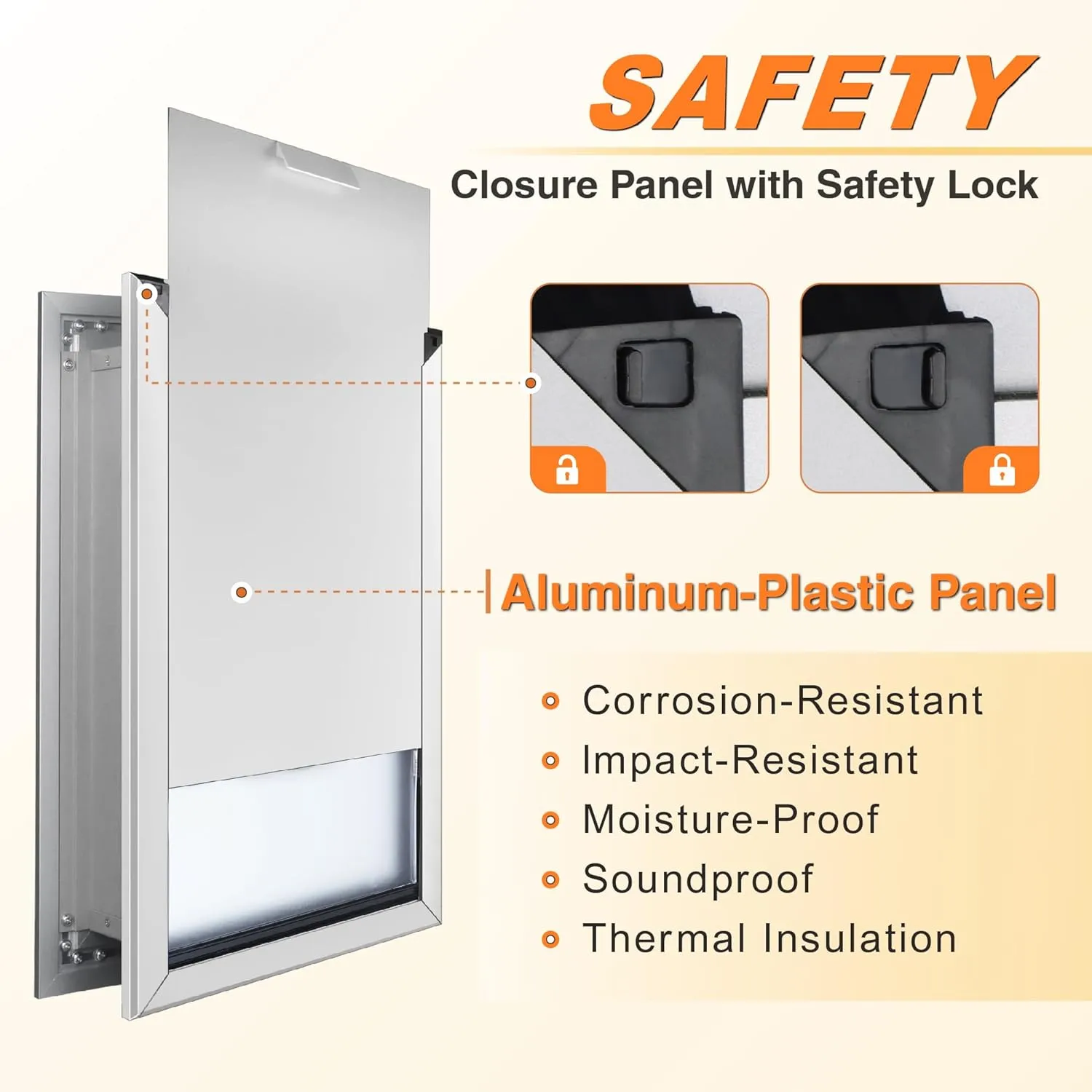 Aluminum Extra Large Dog Door for Wall, Extreme Weather Doggy Door with Enclosed Magnetic Double Flaps, Heavy Duty Doggie Doors with Telescoping Tunnel for Large and Extra Large Dogs Up to 220Lbs